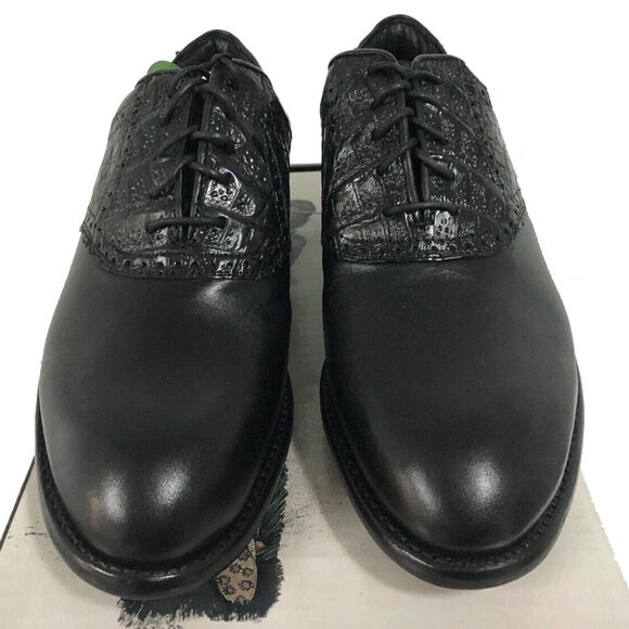 NEW $550 Justin Boots Golf Shoes!  8.5 W  Black  Handcrafted Alligator & Leather main image 8